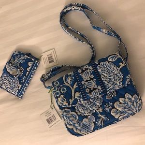 Blue Lagoon Cotton Cross Body Bag w/ Snap Wallet